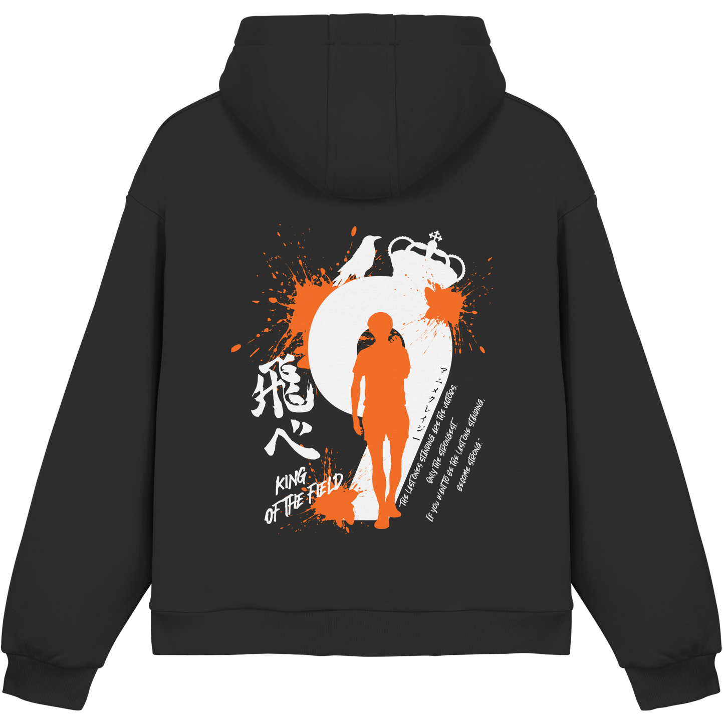 "King Of The Field" Back Black Fluffy Boxcut Hoodie
