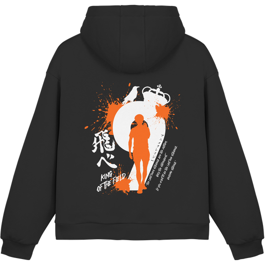 "King Of The Field" Back Black Fluffy Boxcut Hoodie