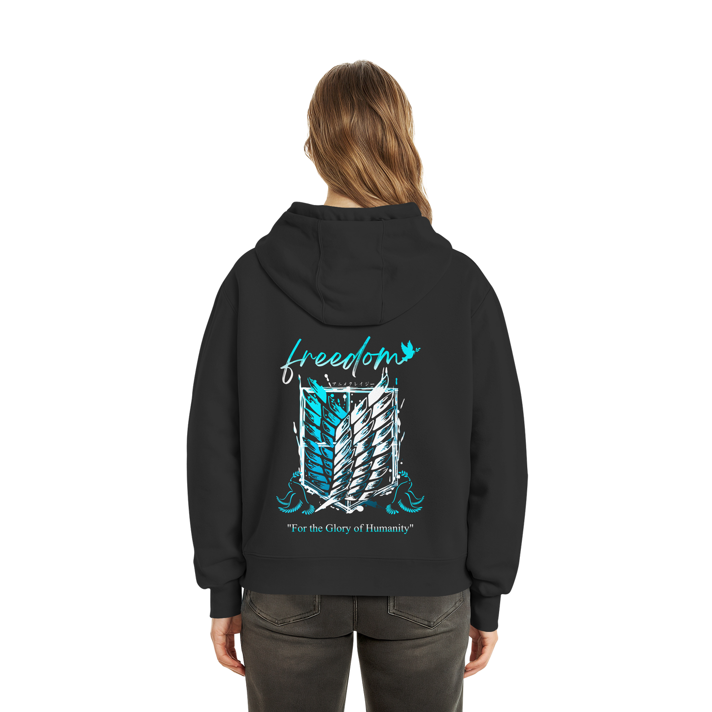 "Blue Rebellion - Wings Of Hope" Back Fluffy Boxcut Hoodie