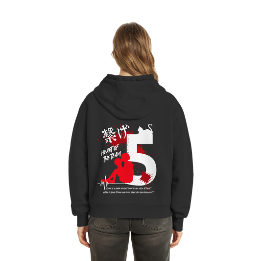 "Heart Of The Team" Back Black Fluffy Boxcut Hoodie
