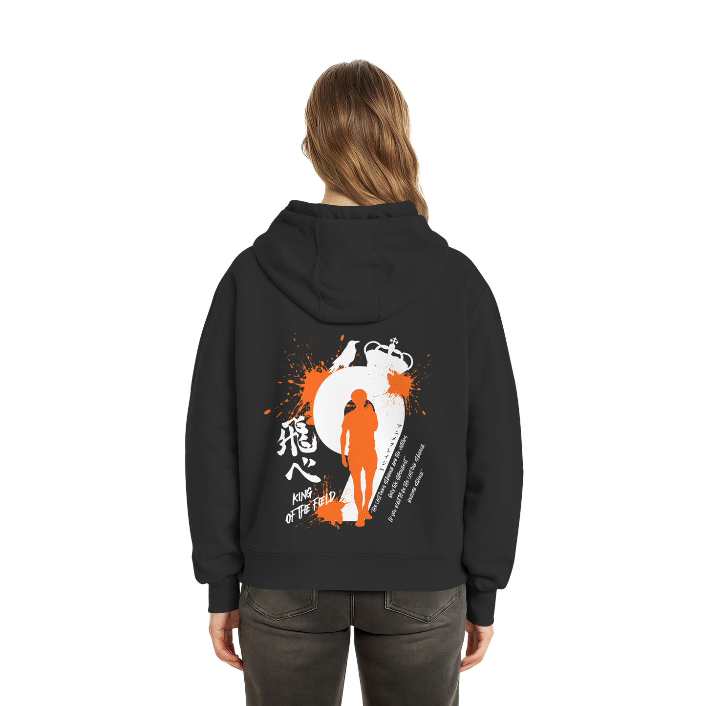 "King Of The Field" Back Black Fluffy Boxcut Hoodie