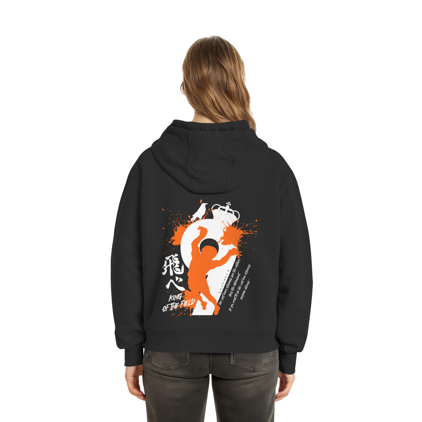 "King Of The Field 2.0" Back Black Fluffy Boxcut Hoodie