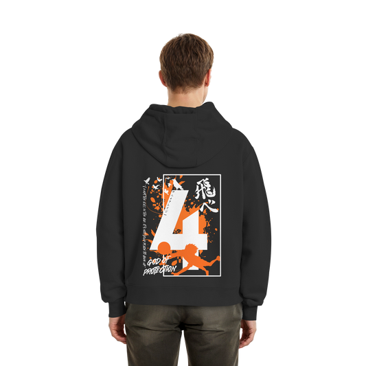 "God Of Protection" Back Black Fluffy Boxcut Hoodie
