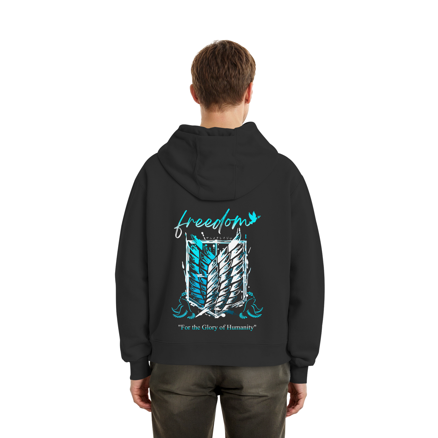 "Blue Rebellion - Wings Of Hope" Back Fluffy Boxcut Hoodie