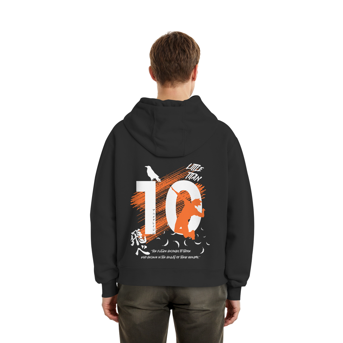 "Little Titan" Back Black Fluffy Boxcut Hoodie
