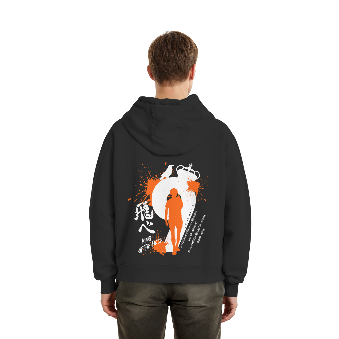 "King Of The Field" Back Black Fluffy Boxcut Hoodie