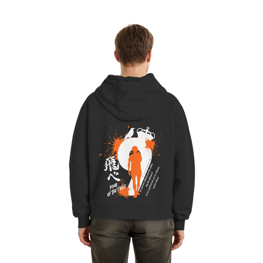 "King Of The Field" Back Black Fluffy Boxcut Hoodie