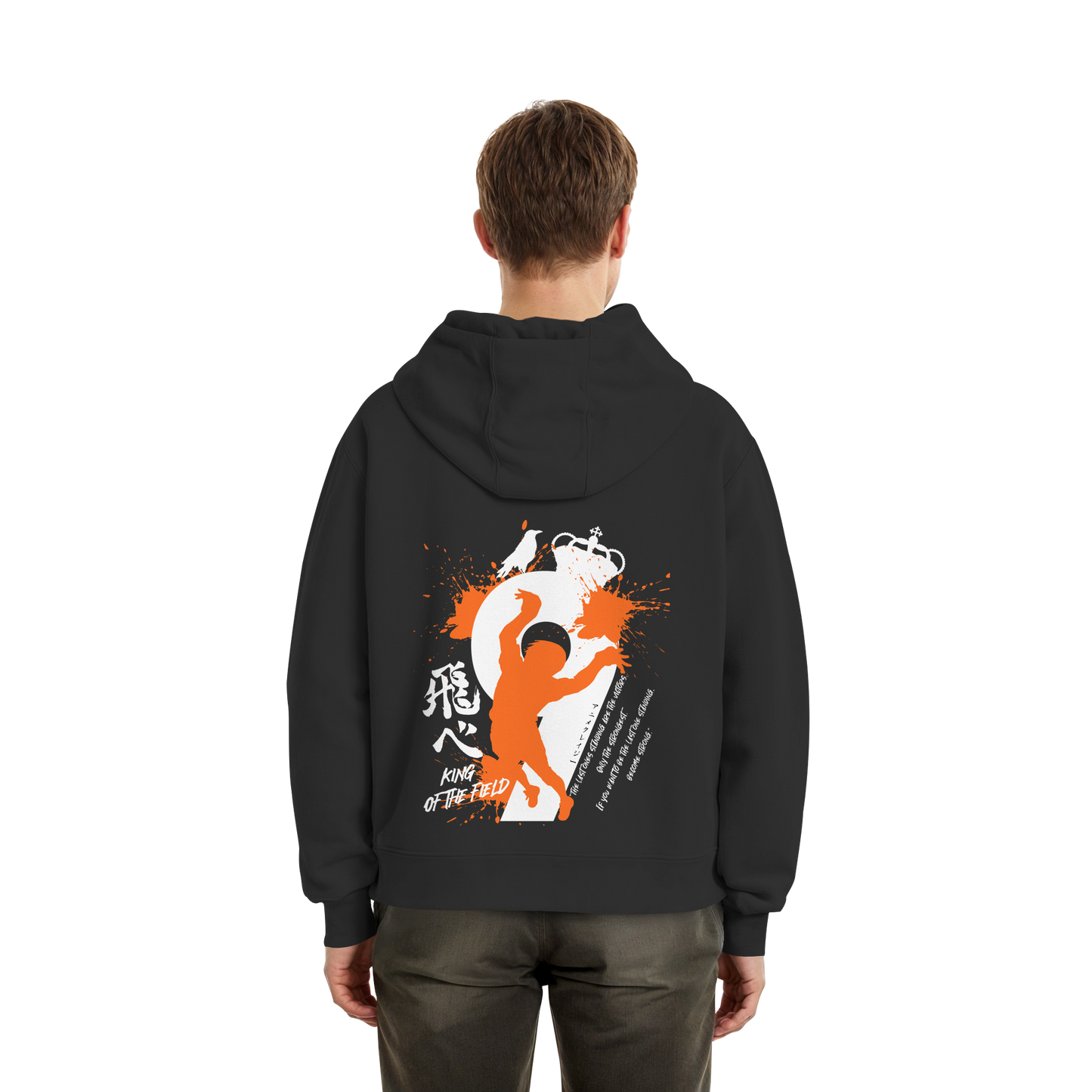"King Of The Field 2.0" Back Black Fluffy Boxcut Hoodie