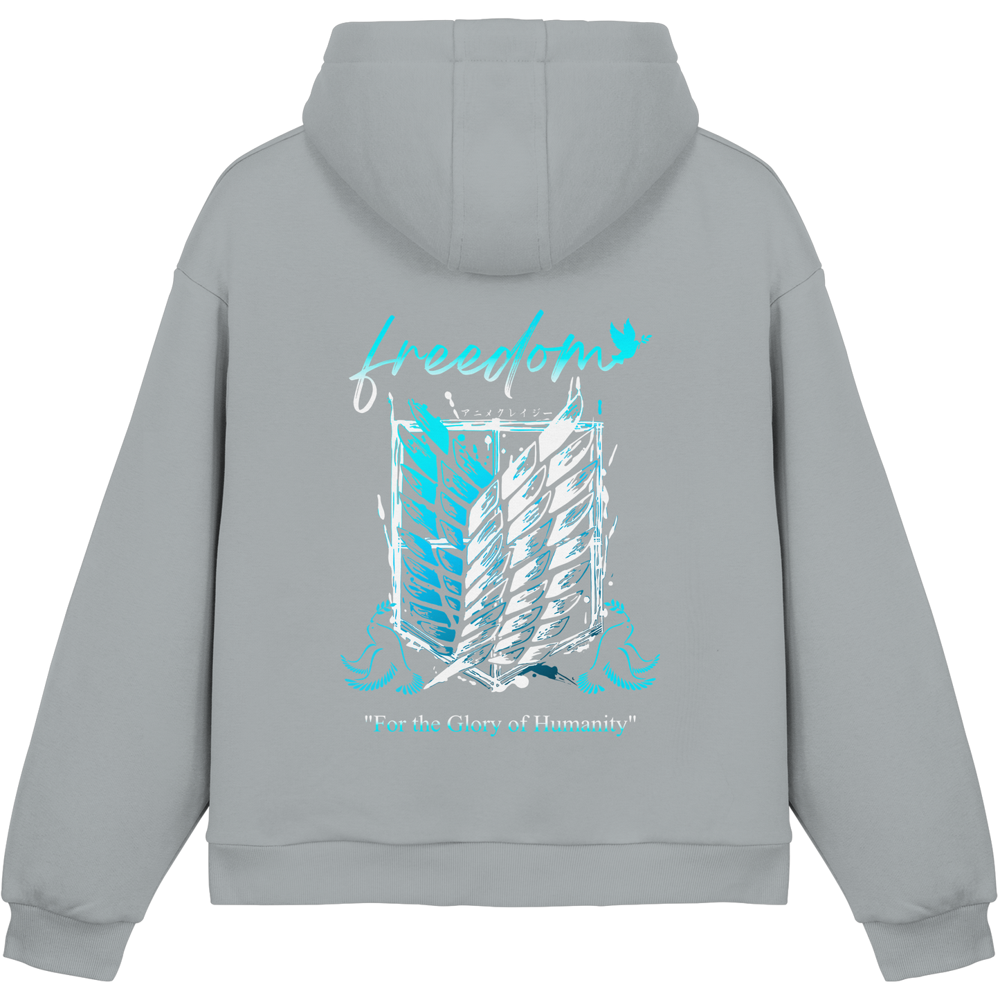 "Blue Rebellion - Wings Of Hope" Back Fluffy Boxcut Hoodie