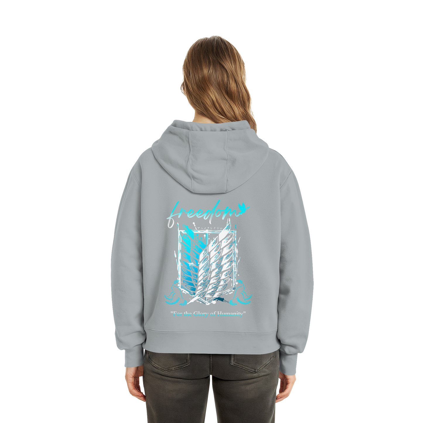 "Blue Rebellion - Wings Of Hope" Back Fluffy Boxcut Hoodie