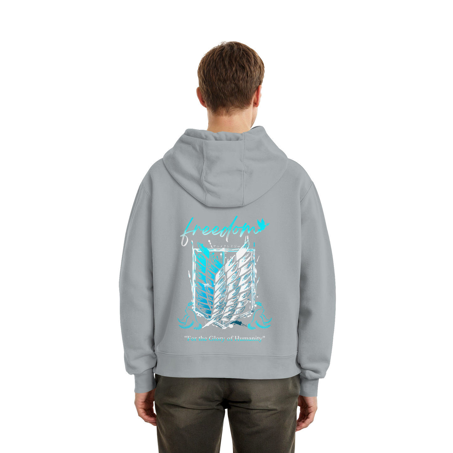"Blue Rebellion - Wings Of Hope" Back Fluffy Boxcut Hoodie