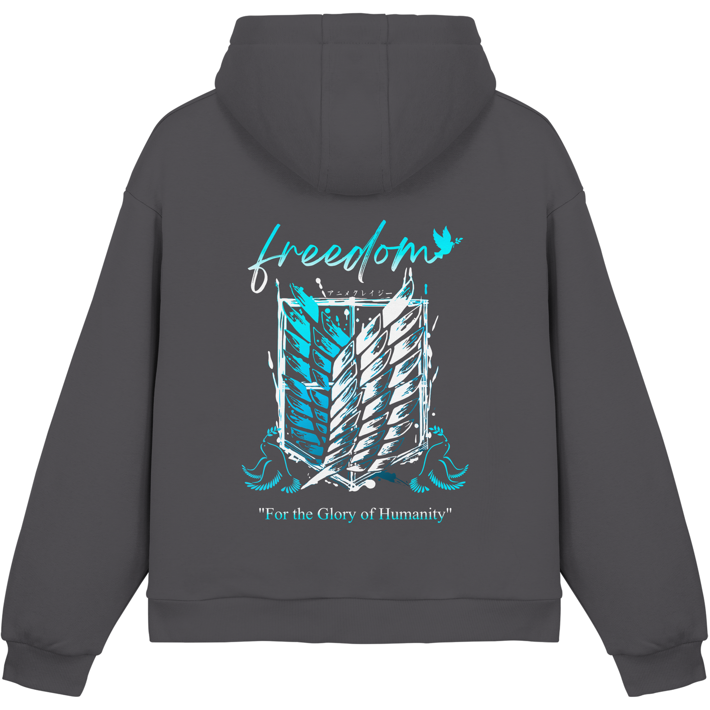 "Blue Rebellion - Wings Of Hope" Back Fluffy Boxcut Hoodie