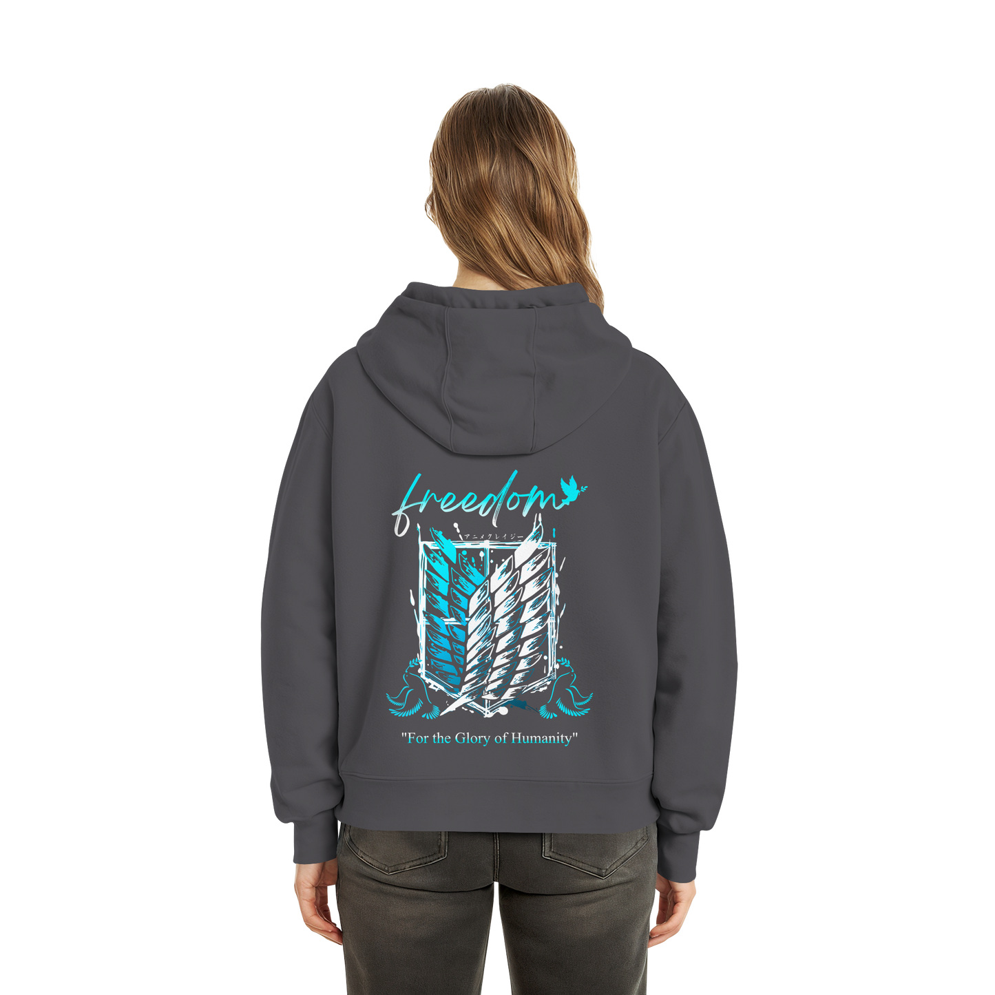 "Blue Rebellion - Wings Of Hope" Back Fluffy Boxcut Hoodie