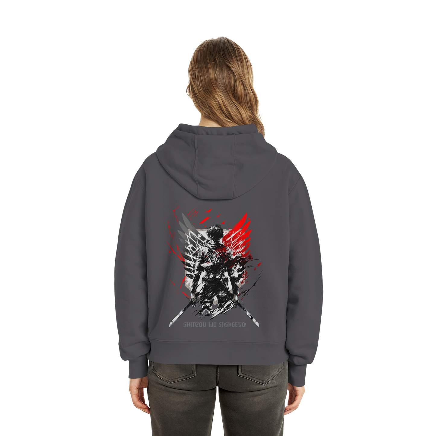 "Wings of Resolve" Back Fluffy Boxcut Hoodie