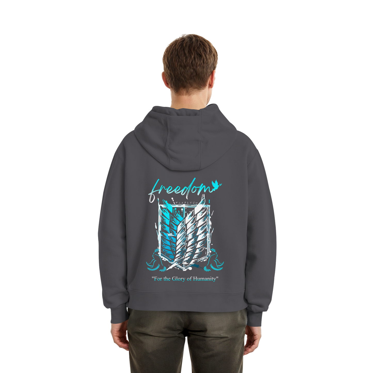 "Blue Rebellion - Wings Of Hope" Back Fluffy Boxcut Hoodie