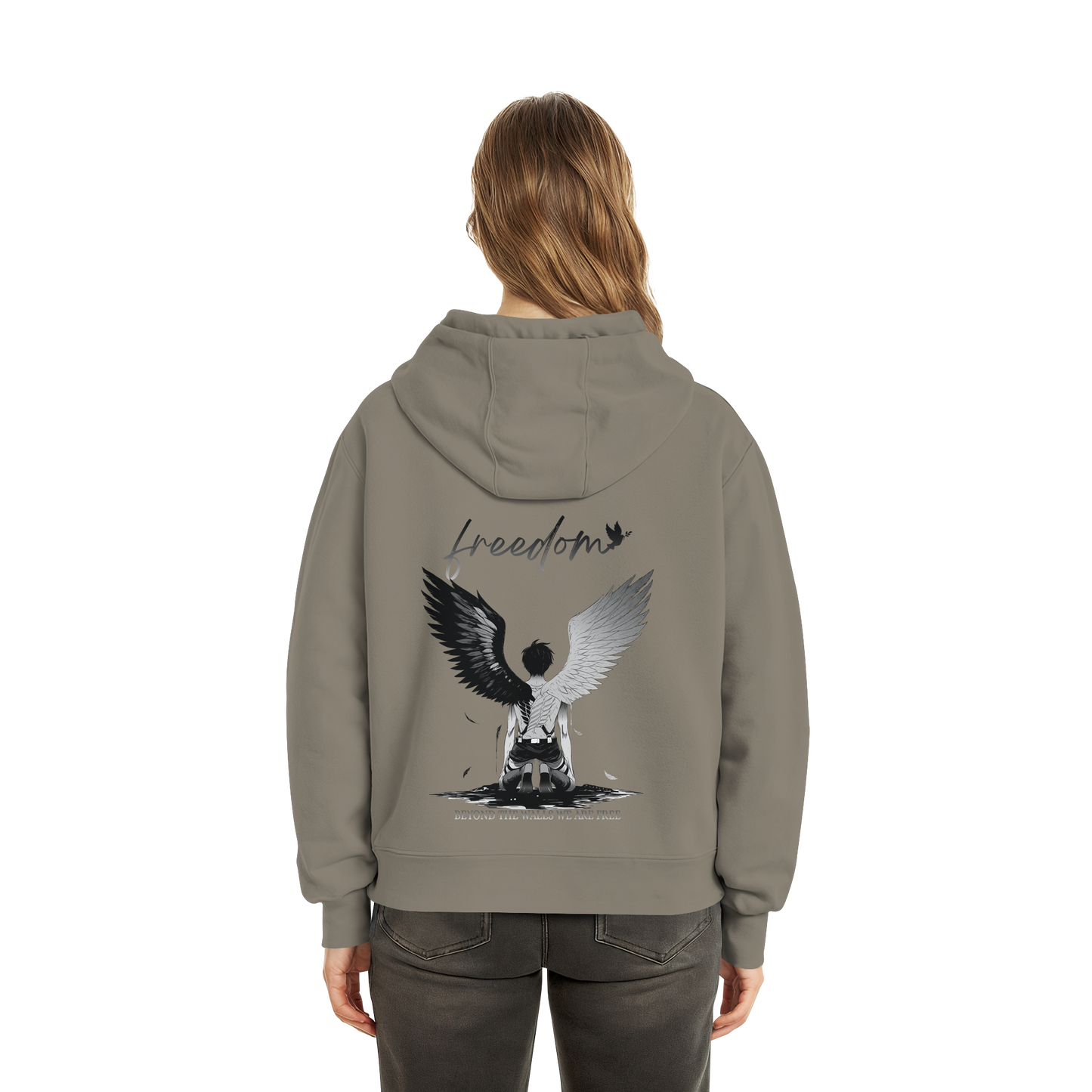 "Freedom" Back Fluffy Boxcut Hoodie