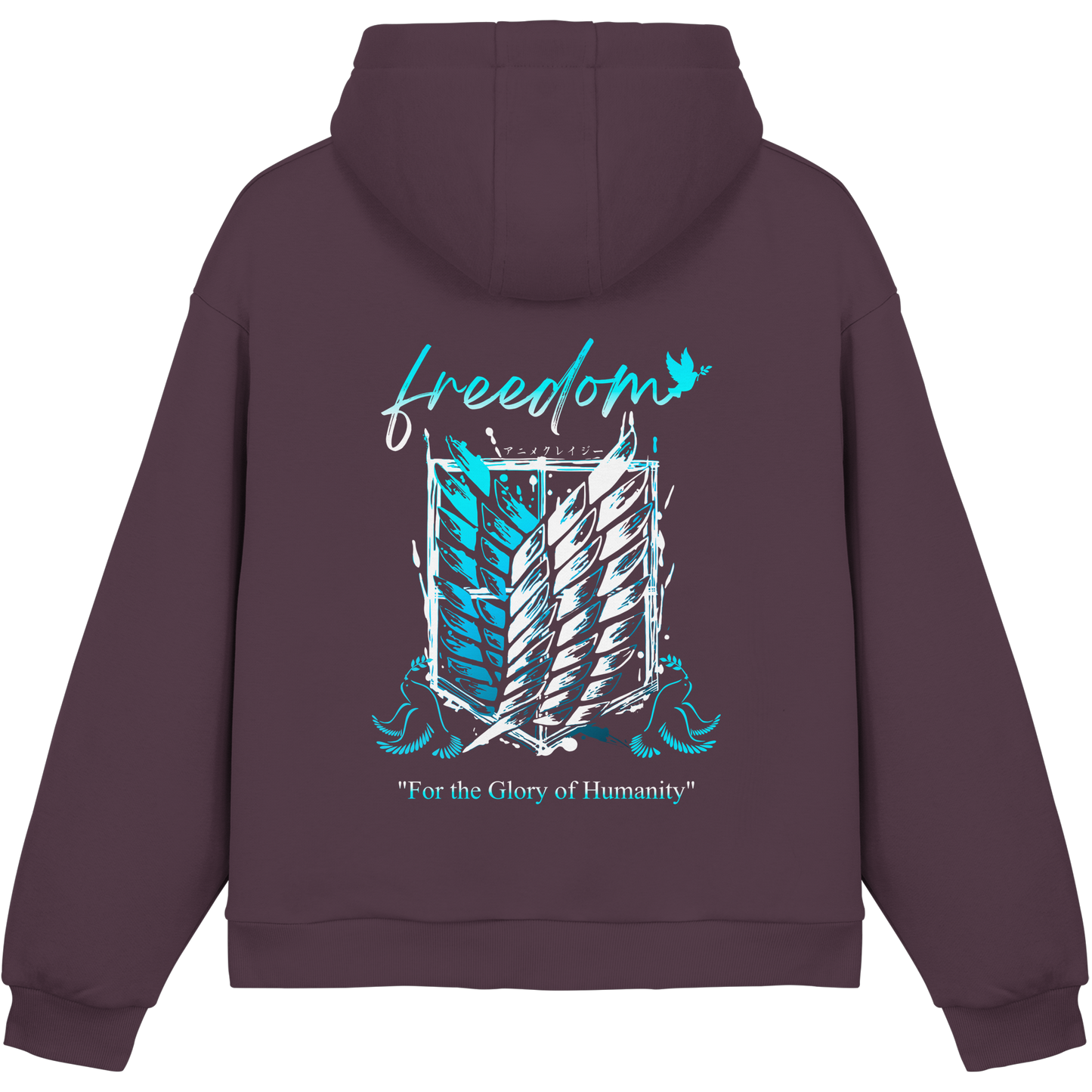 "Blue Rebellion - Wings Of Hope" Back Fluffy Boxcut Hoodie