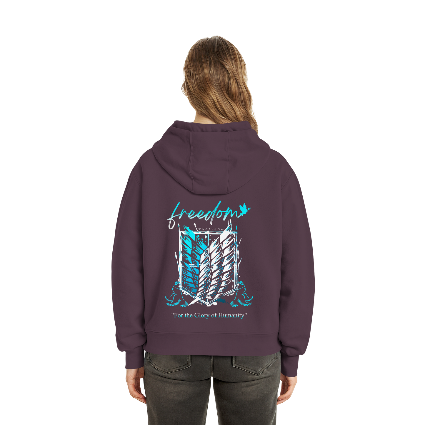"Blue Rebellion - Wings Of Hope" Back Fluffy Boxcut Hoodie