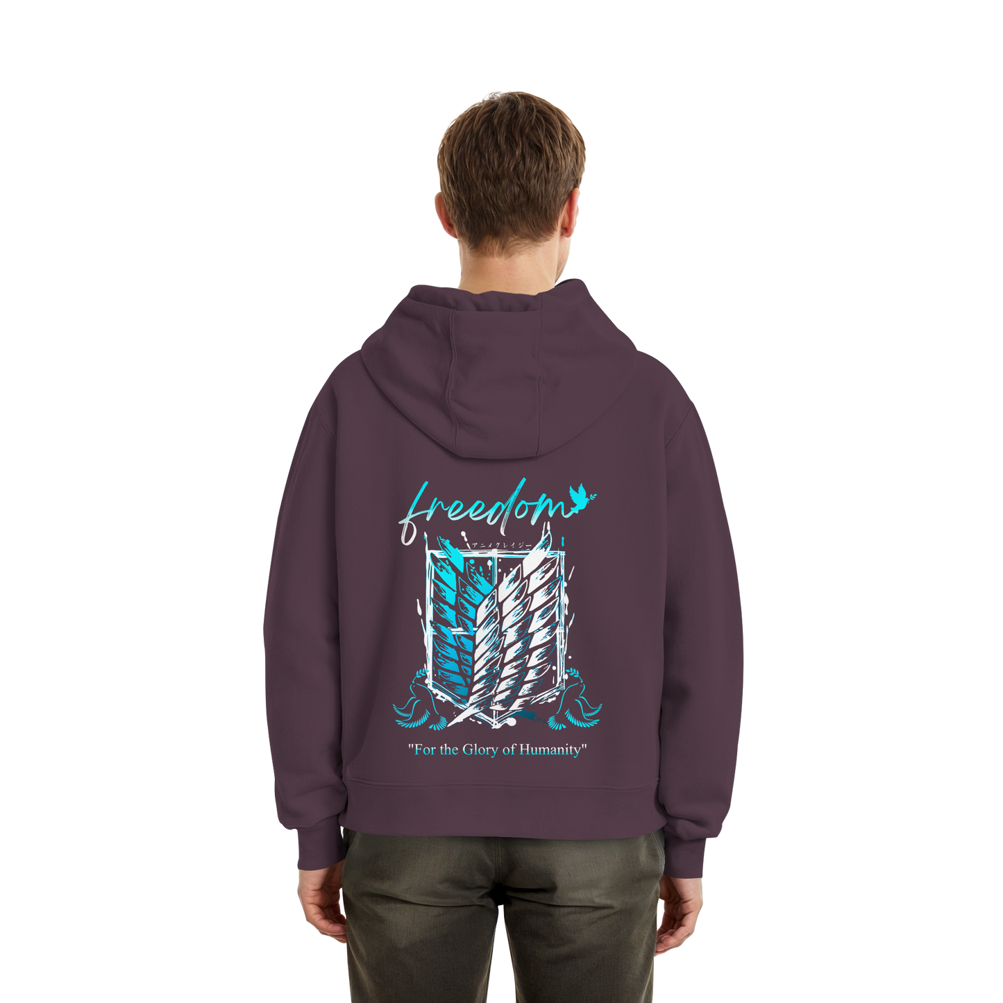 "Blue Rebellion - Wings Of Hope" Back Fluffy Boxcut Hoodie