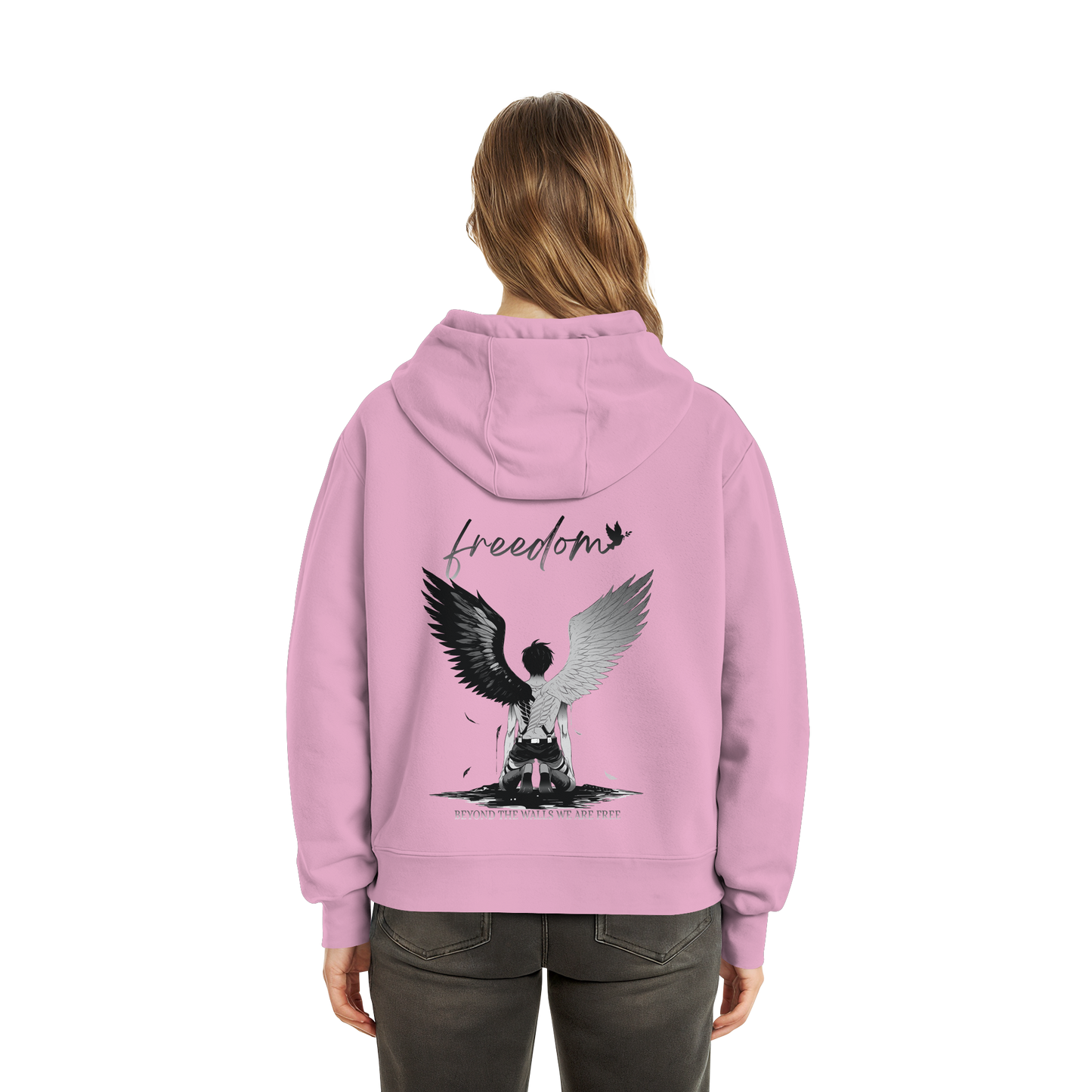 "Freedom" Back Fluffy Boxcut Hoodie