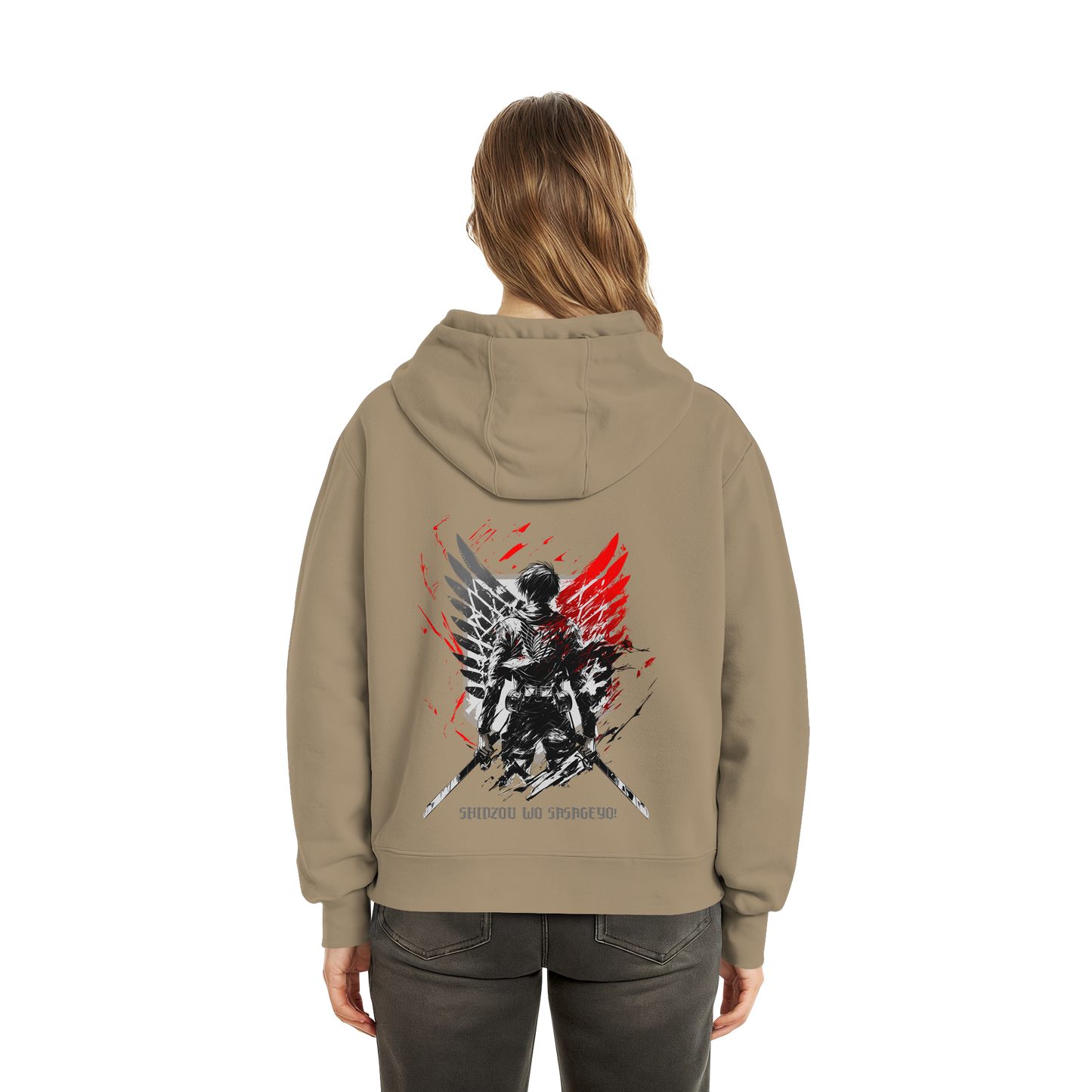 "Wings of Resolve" Back Fluffy Boxcut Hoodie