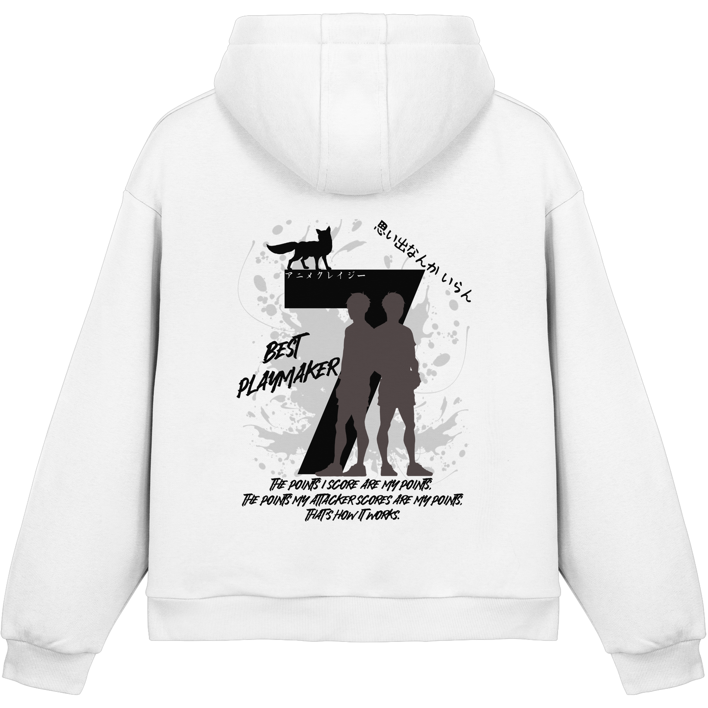 "Best Playmaker" Back White Fluffy Boxcut Hoodie