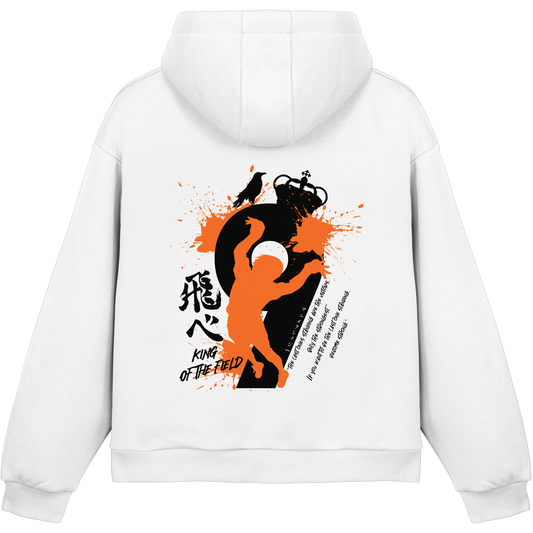 "King Of The Field 2.0" Back White Fluffy Boxcut Hoodie