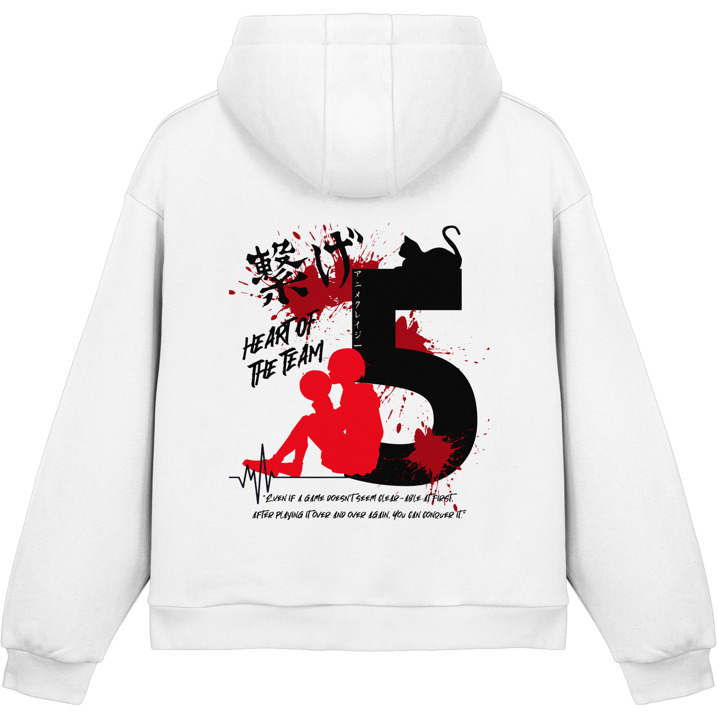 "Heart Of The Team" Back White Fluffy Boxcut Hoodie
