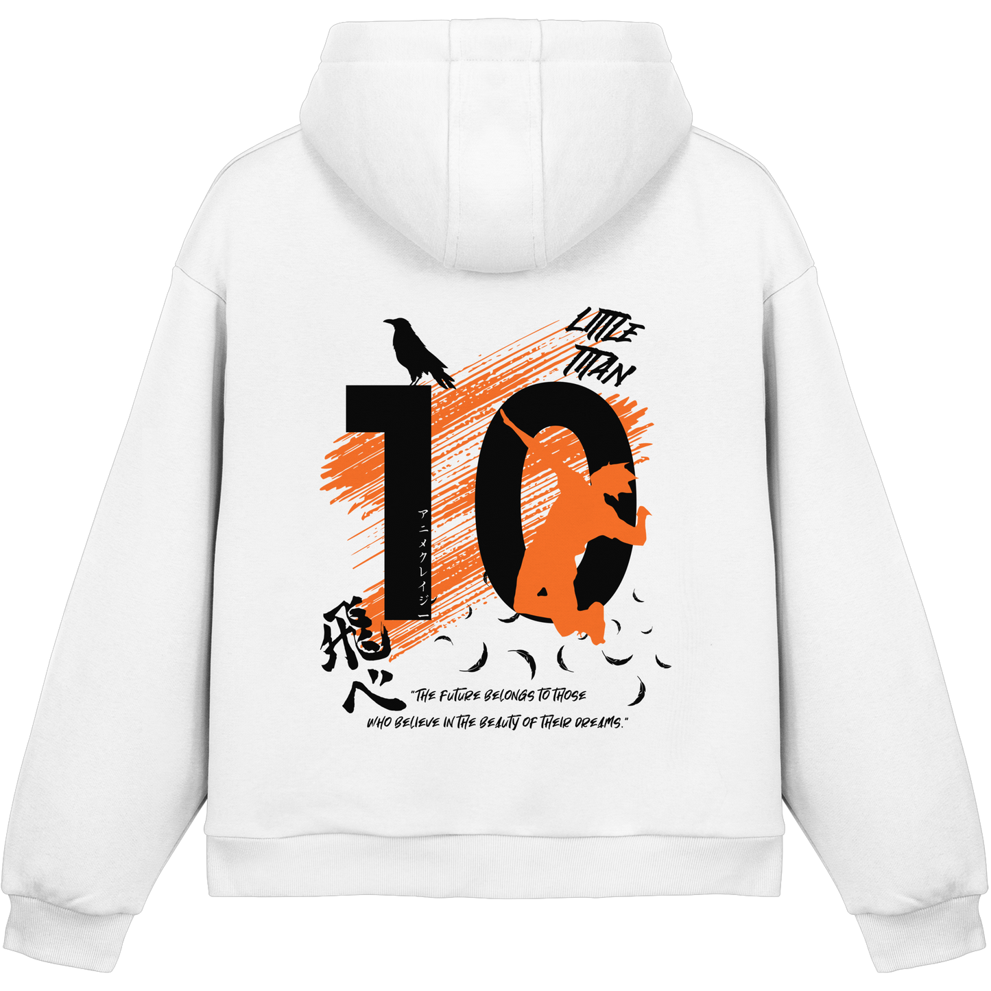 "Little Titan" Back White Fluffy Boxcut Hoodie