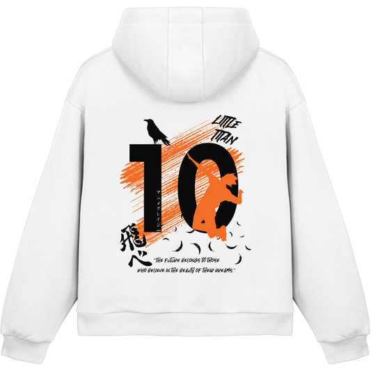 "Little Titan" Back White Fluffy Boxcut Hoodie