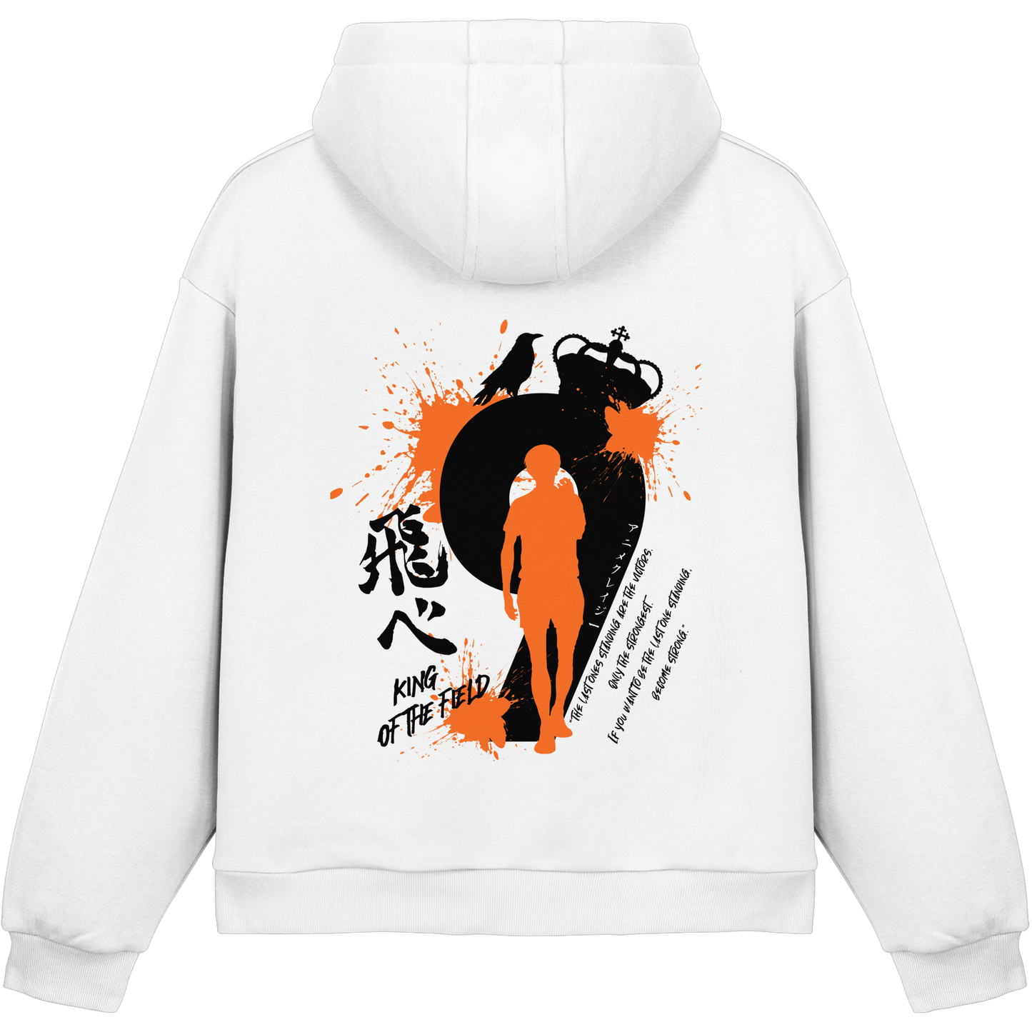 "King Of The Field" Back White Fluffy Boxcut Hoodie