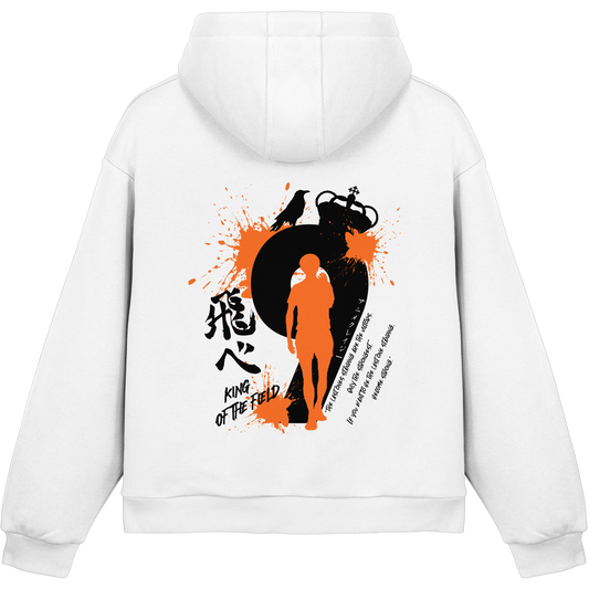 "King Of The Field" Back White Fluffy Boxcut Hoodie