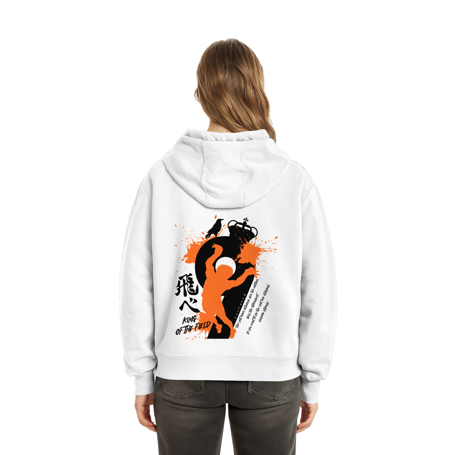 "King Of The Field 2.0" Back White Fluffy Boxcut Hoodie