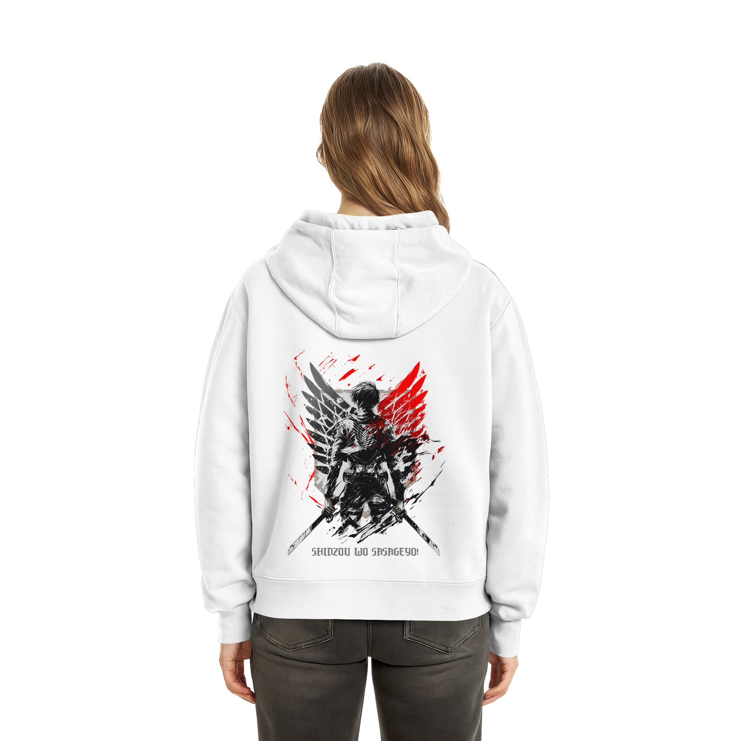 "Wings of Resolve" Back Fluffy Boxcut Hoodie