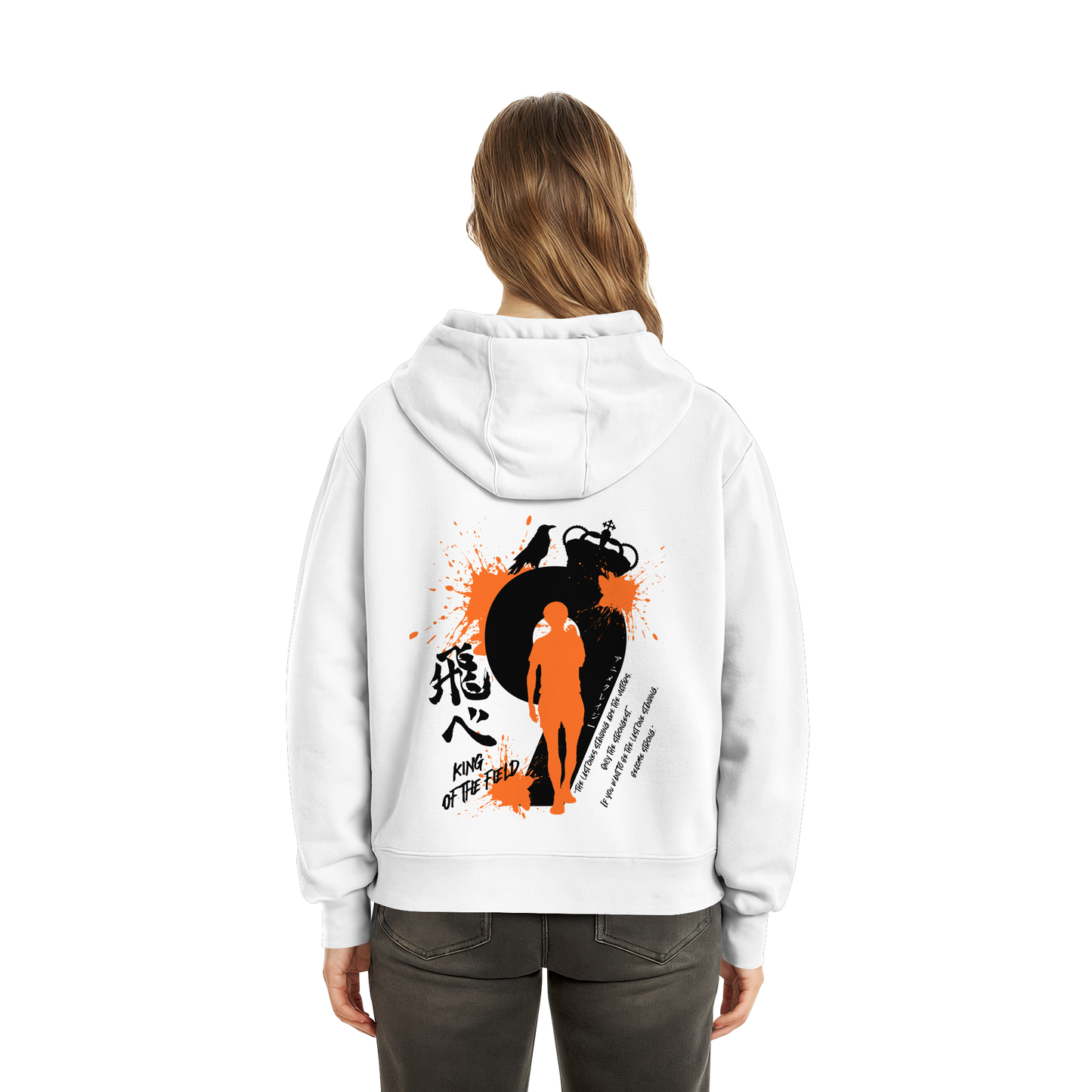 "King Of The Field" Back White Fluffy Boxcut Hoodie