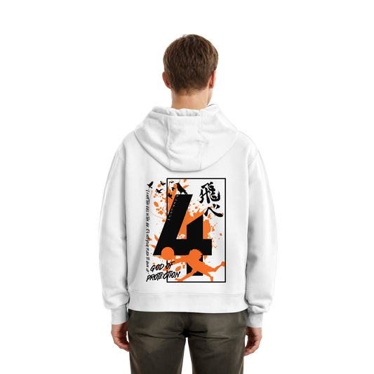 "God Of Protection" Back White Fluffy Boxcut Hoodie