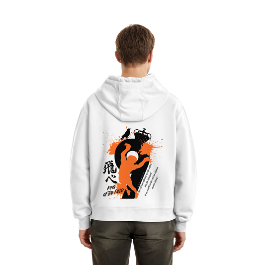 "King Of The Field 2.0" Back White Fluffy Boxcut Hoodie