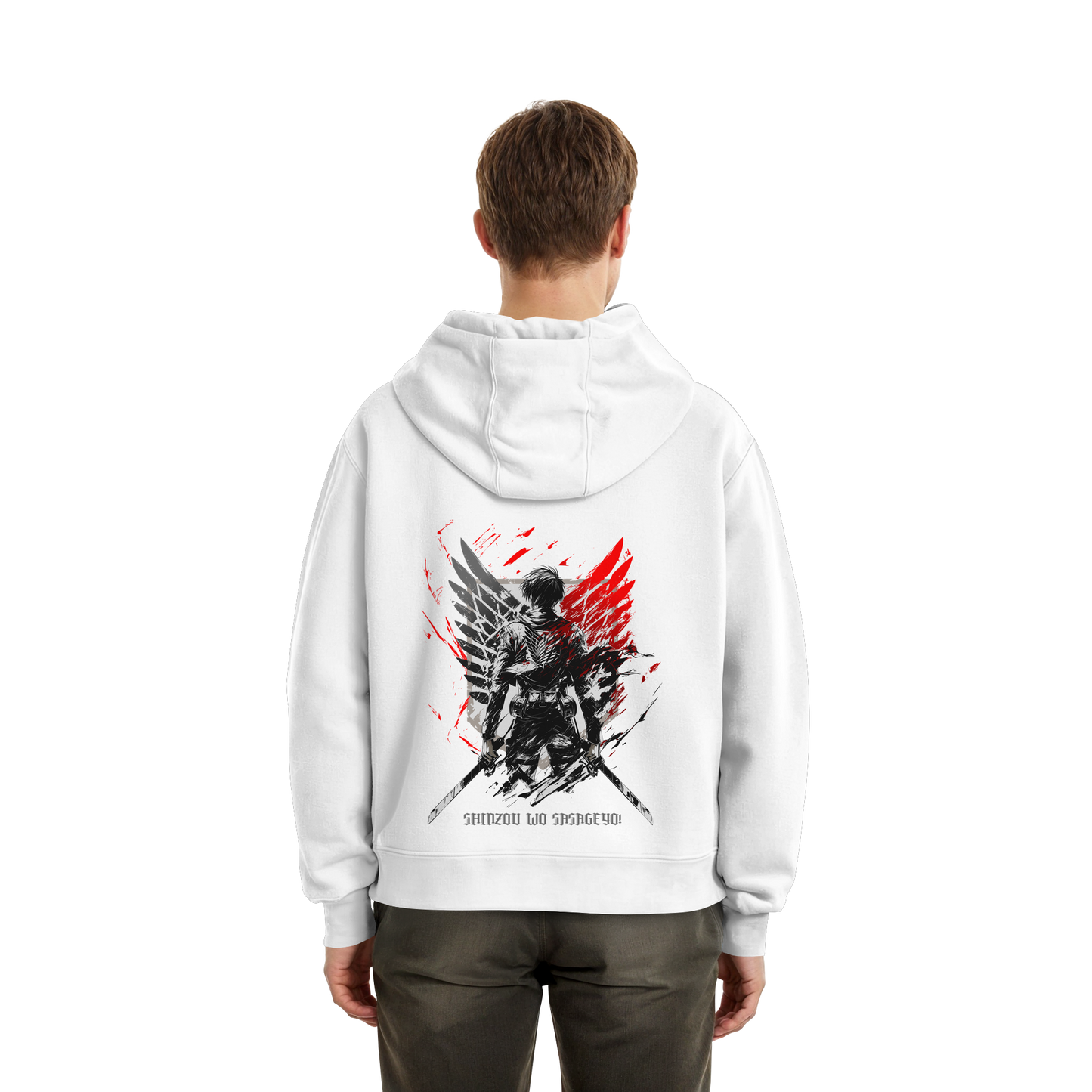 "Wings of Resolve" Back Fluffy Boxcut Hoodie