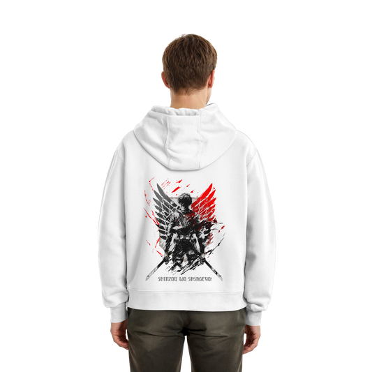 "Wings of Resolve" Back Fluffy Boxcut Hoodie