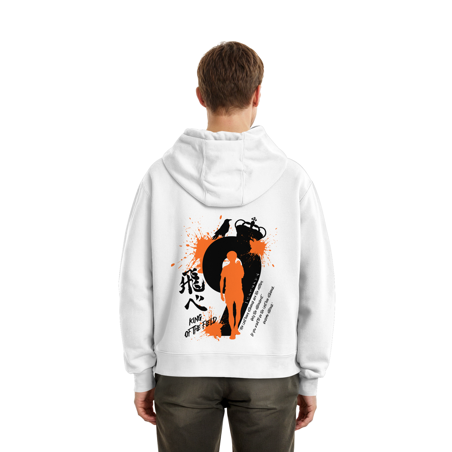 "King Of The Field" Back White Fluffy Boxcut Hoodie