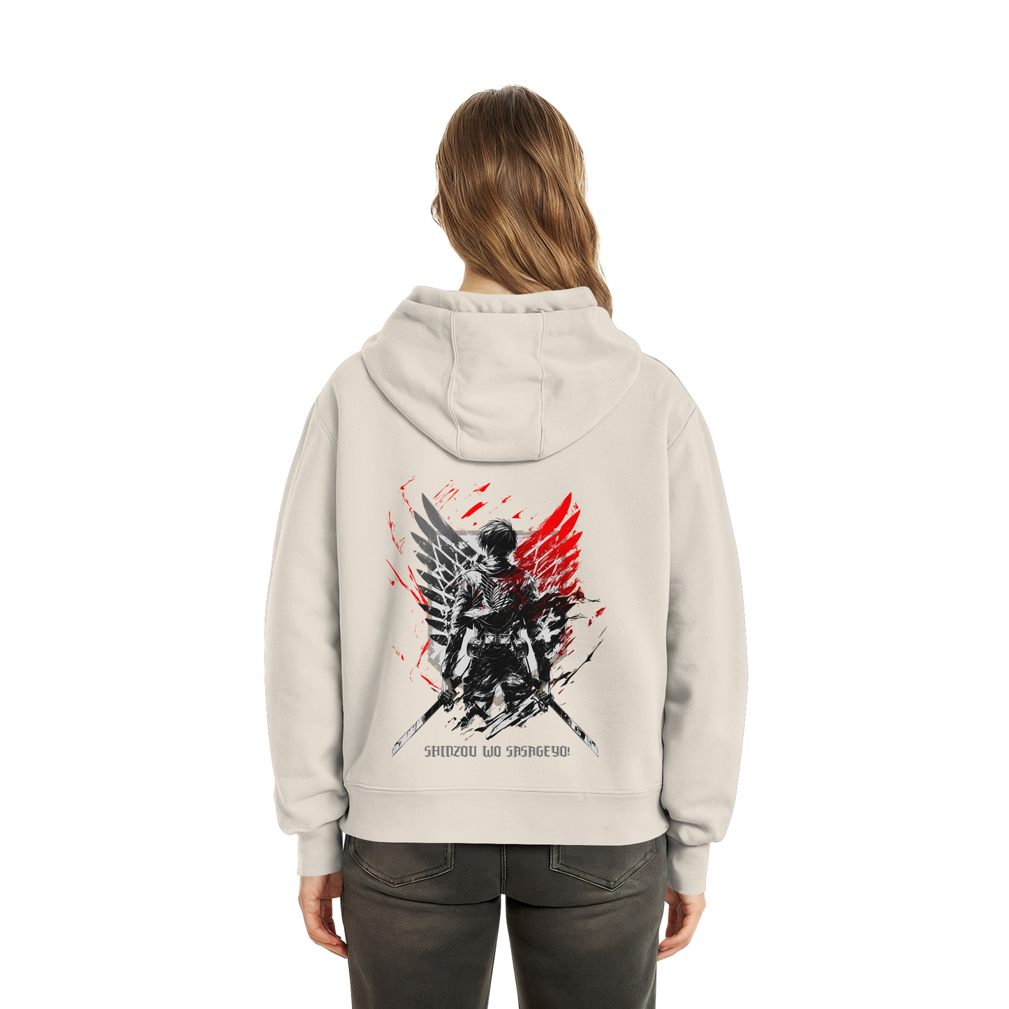 "Wings of Resolve" Back Fluffy Boxcut Hoodie