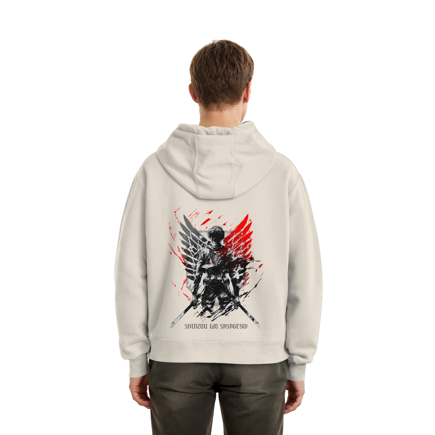 "Wings of Resolve" Back Fluffy Boxcut Hoodie