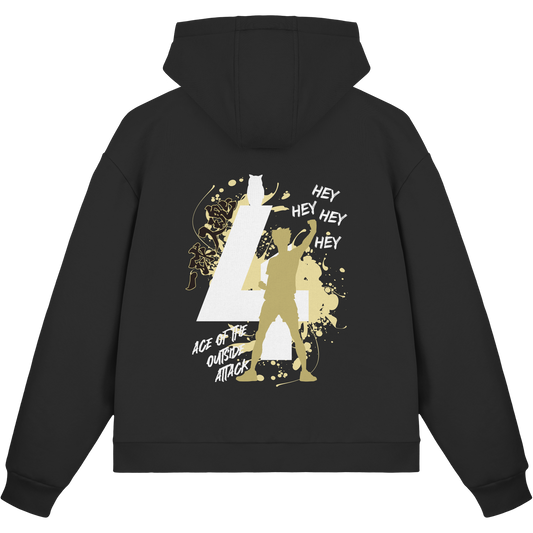 "Ace Of The Outside Attack" Black Fluffy Boxcut Zipper