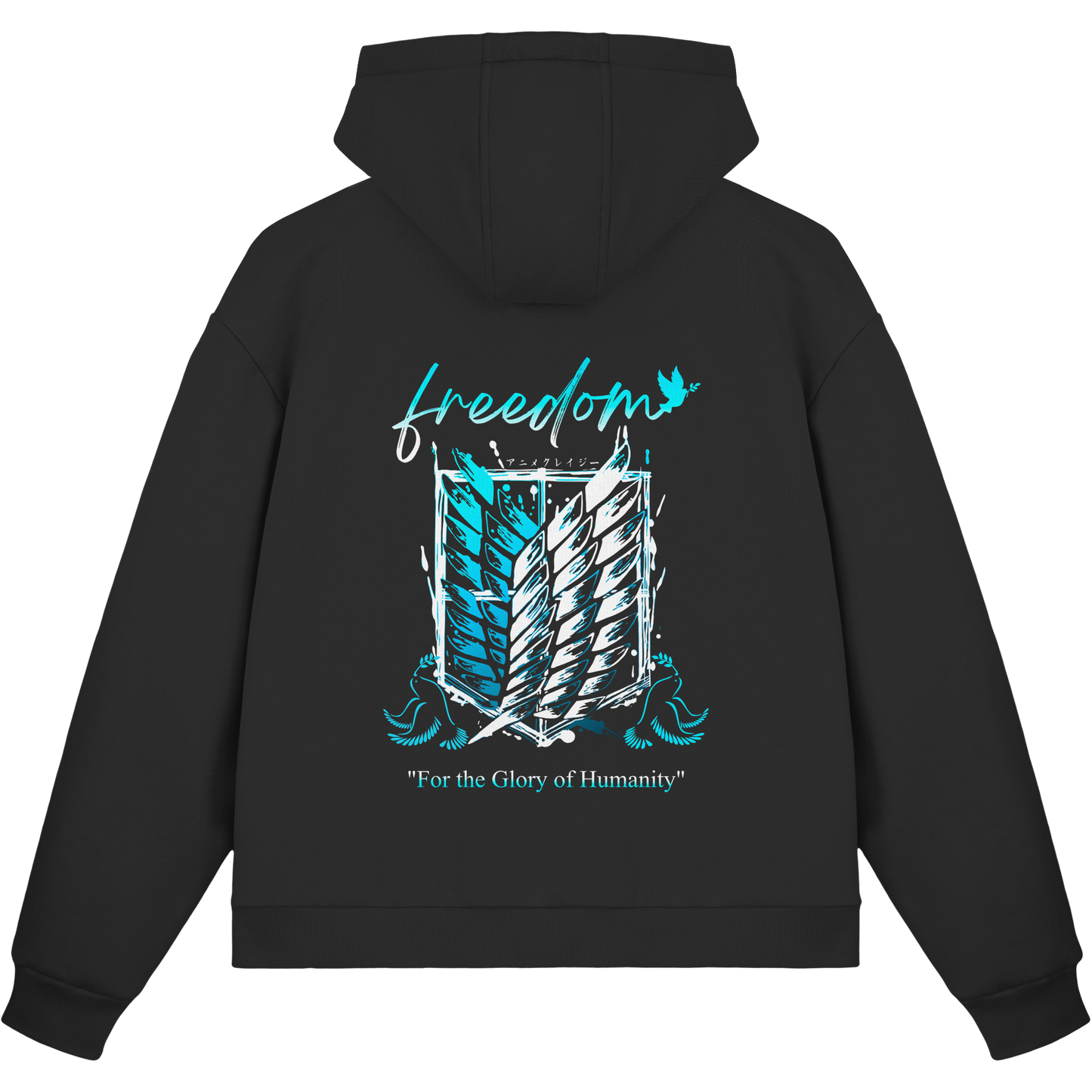 "Blue Rebellion - Wings Of Hope" Back Fluffy Boxcut Zipper