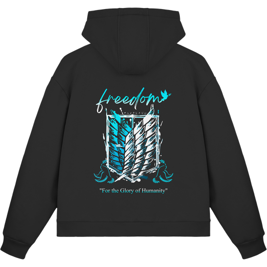 "Blue Rebellion - Wings Of Hope" Back Fluffy Boxcut Zipper