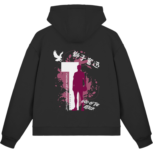 "God Of The Attack" Black Fluffy Boxcut Zipper