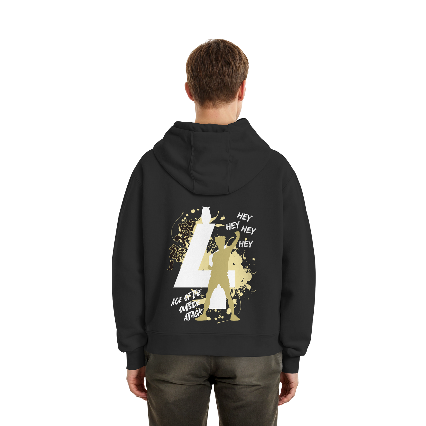 "Ace Of The Outside Attack" Black Fluffy Boxcut Zipper