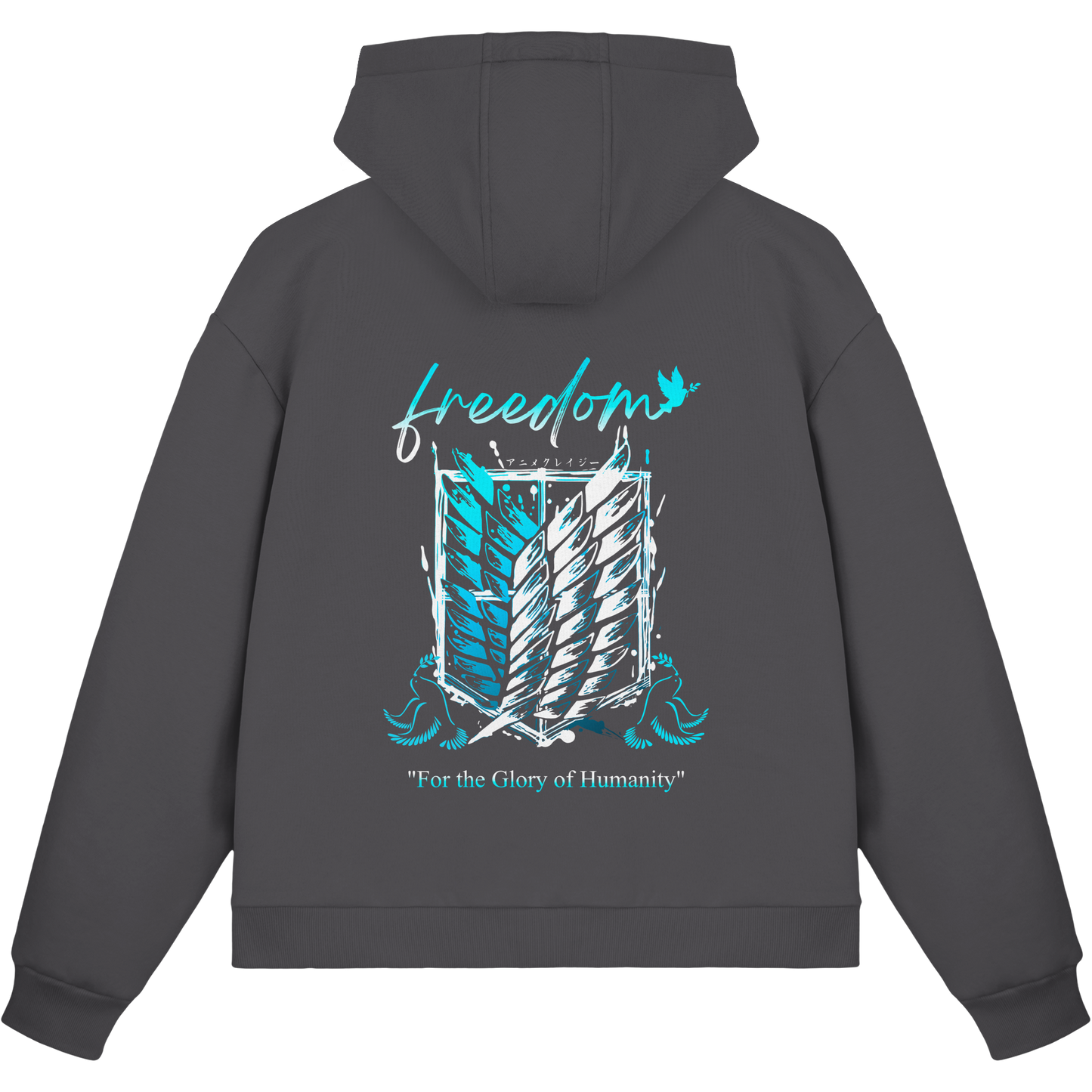 "Blue Rebellion - Wings Of Hope" Back Fluffy Boxcut Zipper