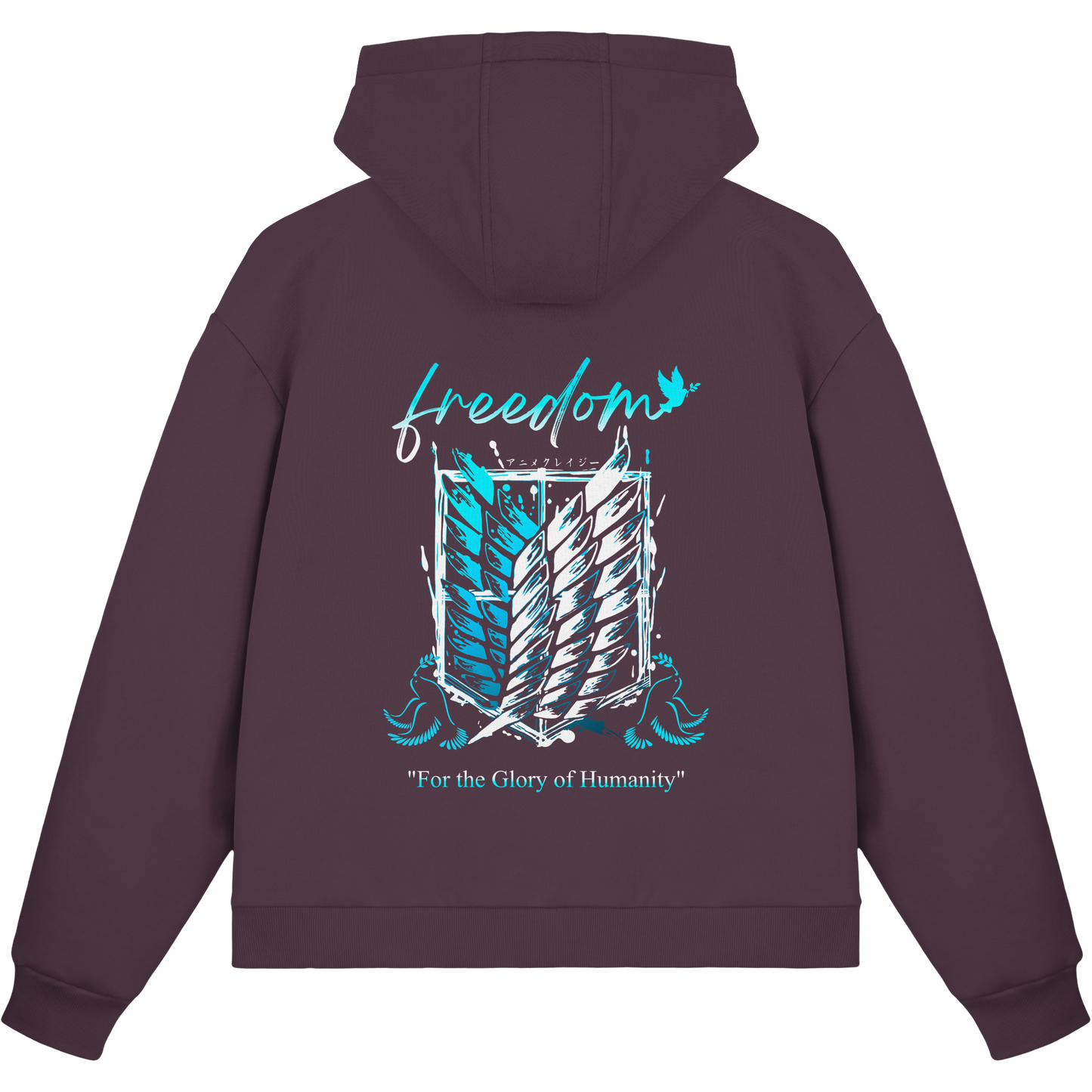 "Blue Rebellion - Wings Of Hope" Back Fluffy Boxcut Zipper