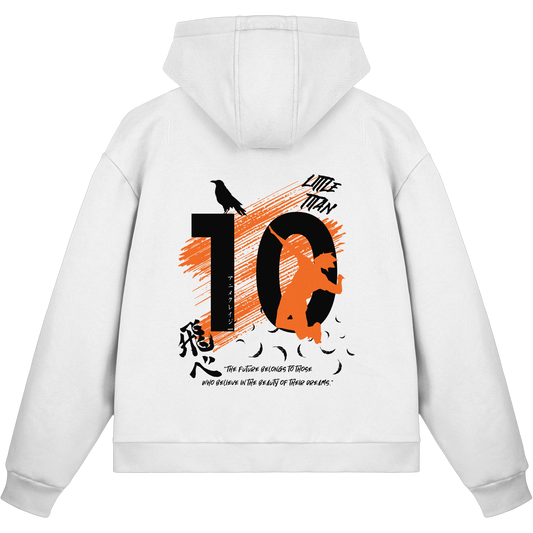 "Little Titan" White Fluffy Boxcut Zipper